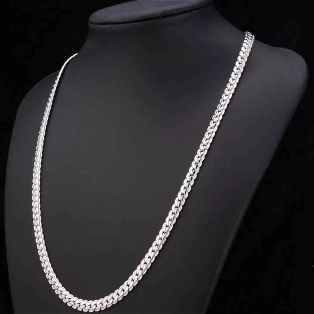 22” unisex 18K Real white gold plated neck…